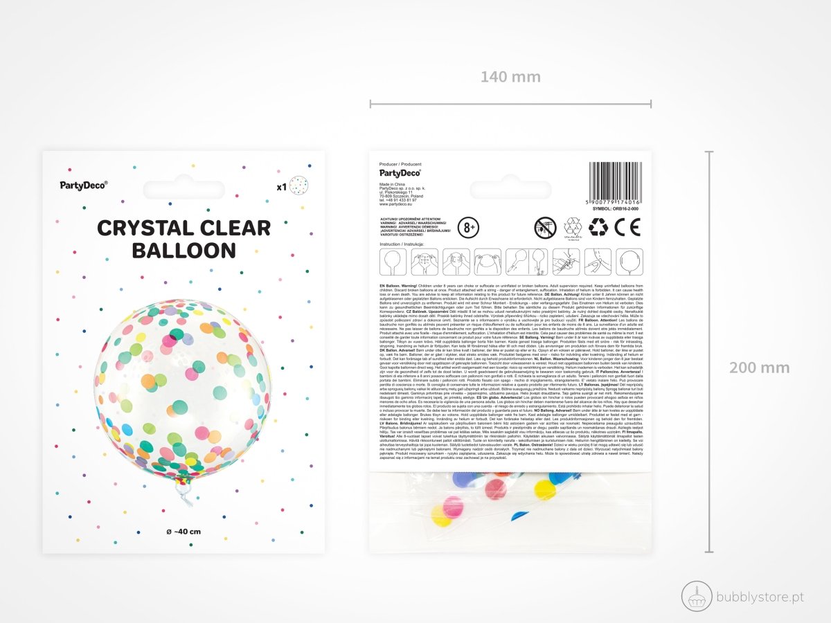 Balão Transparente Confetis - Bubbly