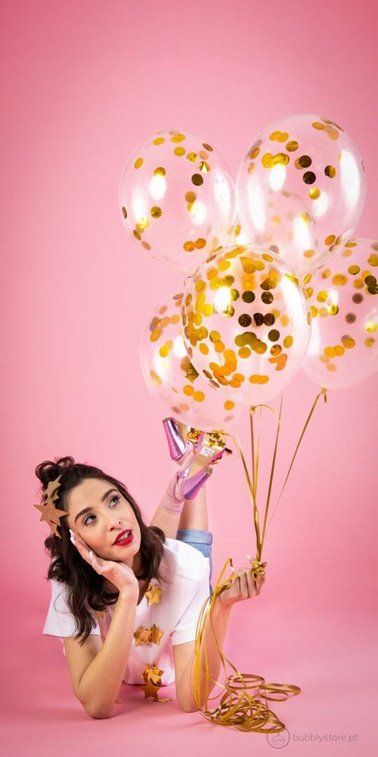 Balões Confetis Circulo Dourado - Bubbly