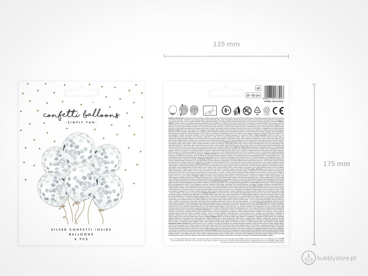 Balões Confetis Circulo Prateado - Bubbly