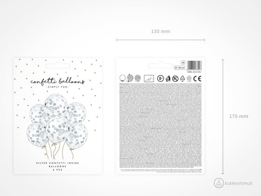 Balões Confetis Circulo Prateado - Bubbly