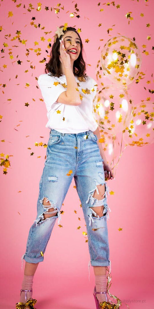 Balões Confetis Estrela Dourado - Bubbly