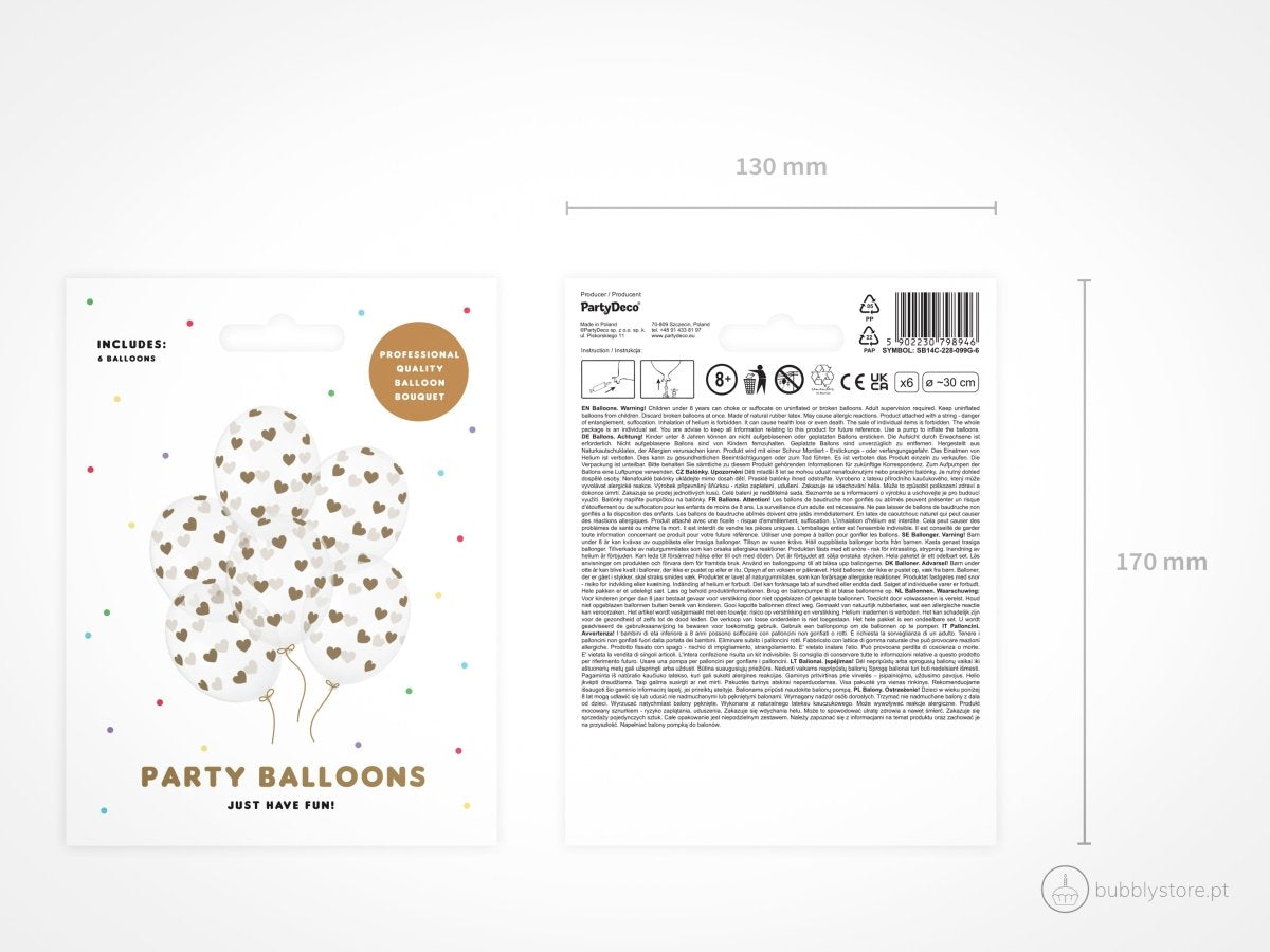 Balões Corações Dourados - Bubbly