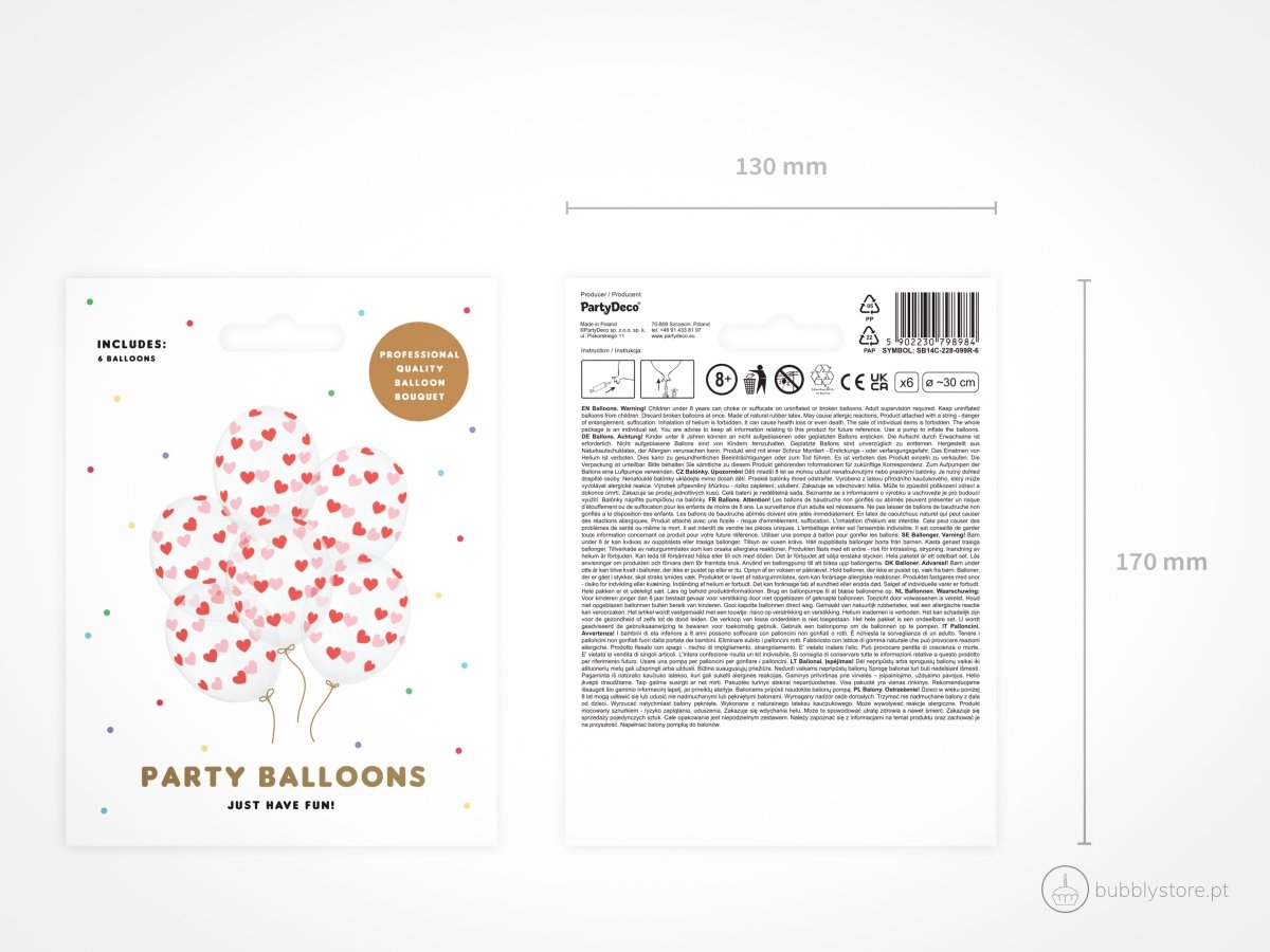Balões Corações Vermelhos - Bubbly