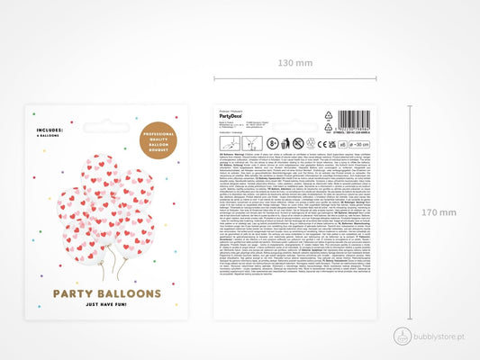 Balões Corações Vermelhos - Bubbly