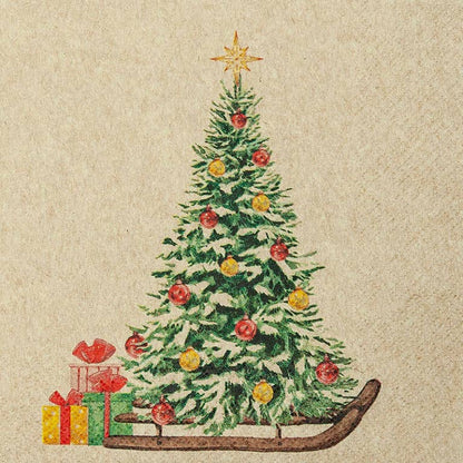 Guardanapo com árvore de Natal em trenó – 33×33 cm