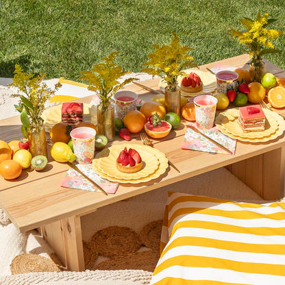 Pratos Florais Amarelo, mesa decorada