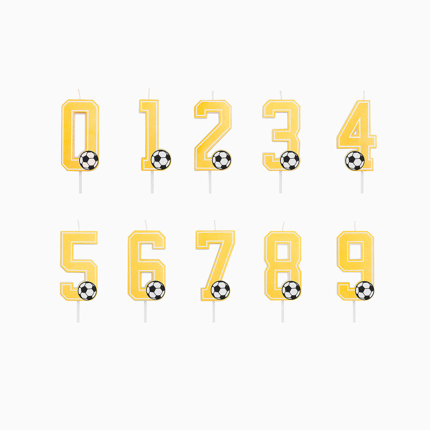 Vela Glitter Número Futebol — conjunto 0 a 9