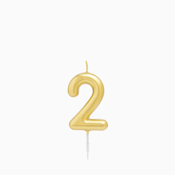 Vela de Aniversário Dourada 6cm Número 2