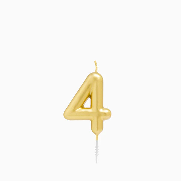 Vela de Aniversário Dourada 6cm Número 4