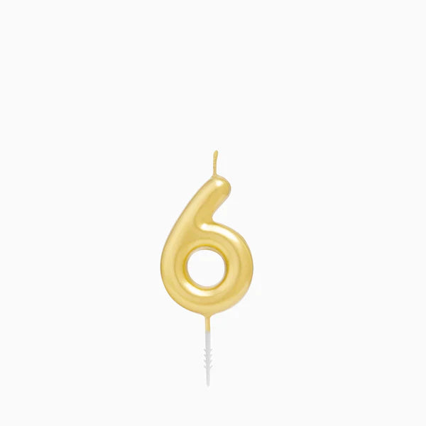 Vela de Aniversário Dourada 6cm Número 6