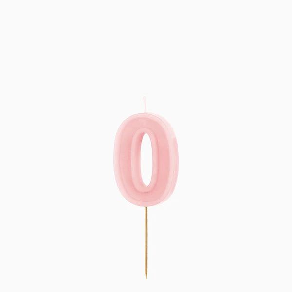 Vela de Aniversário Rosa Pastel 6cm Número 0