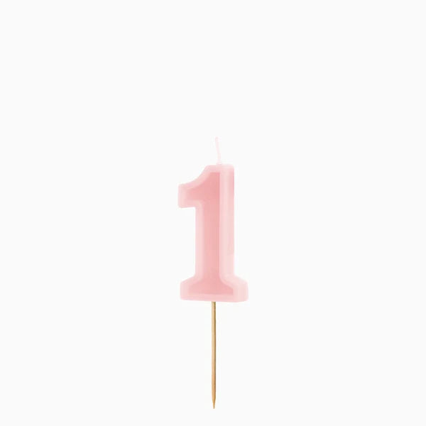 Vela de Aniversário Rosa Pastel 6cm Número 1