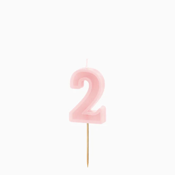 Vela de Aniversário Rosa Pastel 6cm Número 2