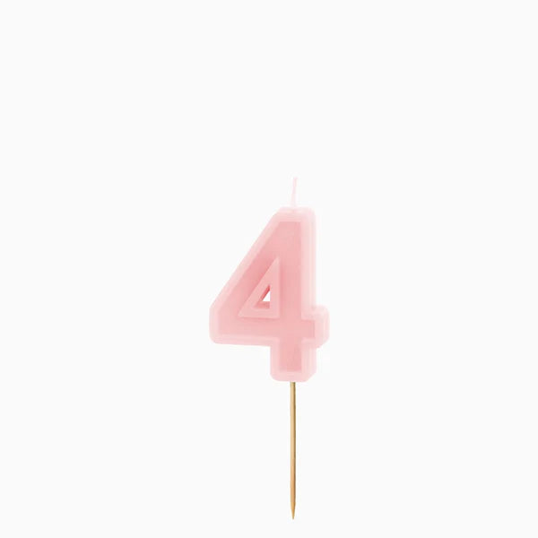 Vela de Aniversário Rosa Pastel 6cm Número 4