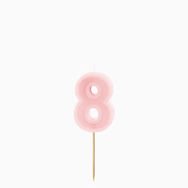 Vela de Aniversário Rosa Pastel 6cm Número 8