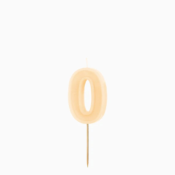 Vela de Aniversário Creme 6cm Número 0
