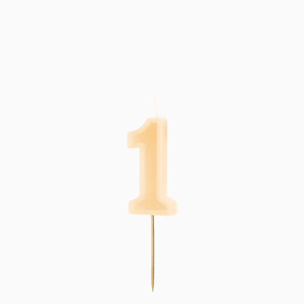Vela de Aniversário Creme 6cm Número 1