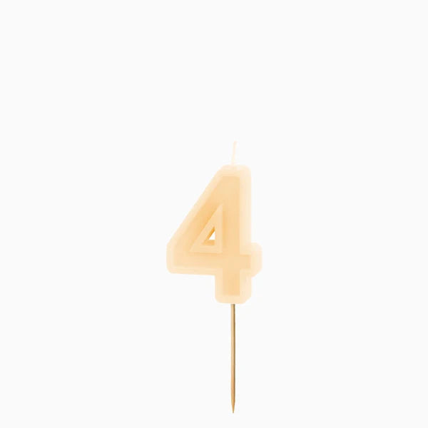 Vela de Aniversário Creme 6cm Número 4
