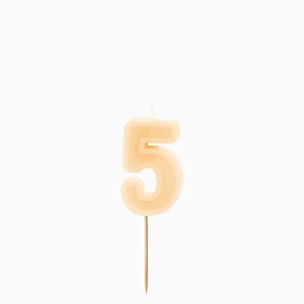 Vela de Aniversário Creme 6cm Número 5
