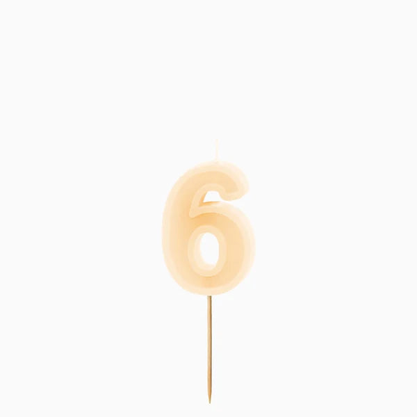 Vela de Aniversário Creme 6cm Número 6