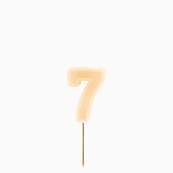 Vela de Aniversário Creme 6cm Número 7