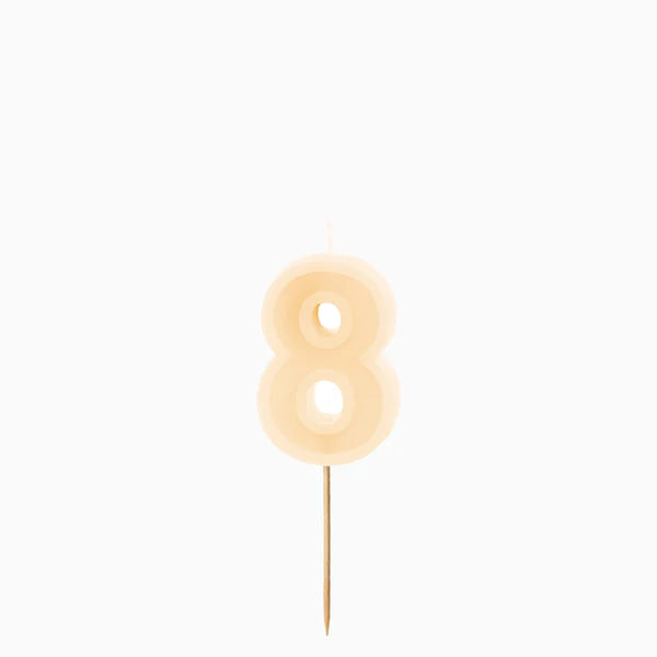 Vela de Aniversário Creme 6cm Número 8