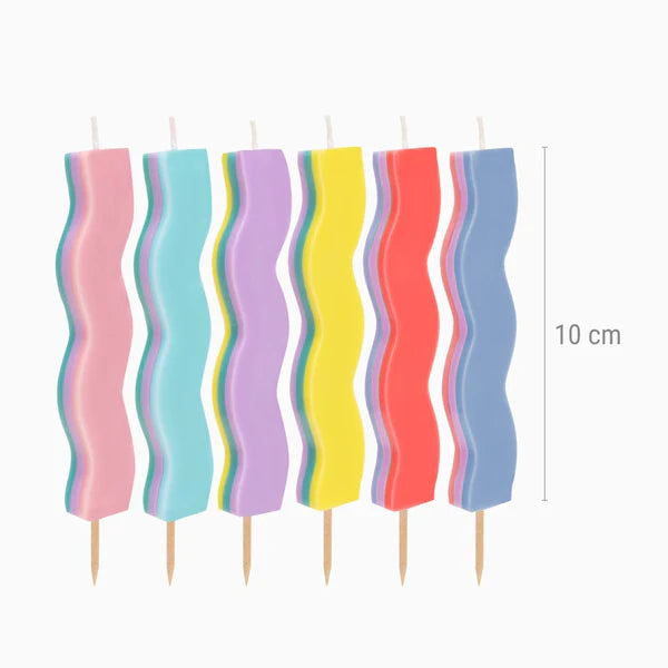 Velas de Aniversário Wavy Coloridas 10cm cores sortidas