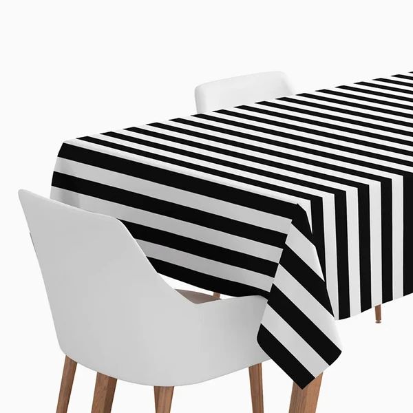 Toalha de Mesa em Rolo Riscas Pretas e Brancas The Sarao Factory