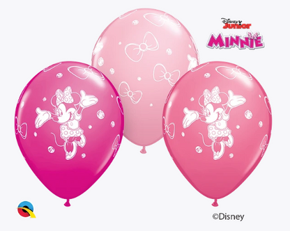 Conjunto balões de látex Minnie, com a medida de 30cm.
Cada embalagem contém 6 unidades.