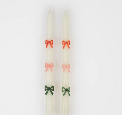 Christmas Candles Multicolored Bows