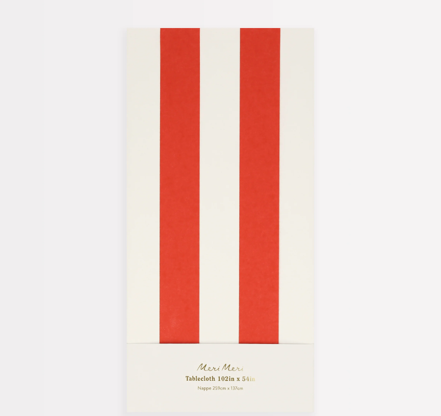 Toalha Mesa Riscas Vermelhas