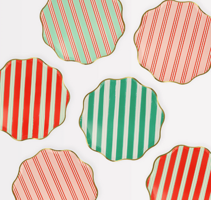 Small Striped Christmas Plates