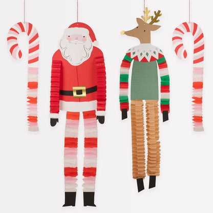 Decorações Pai Natal e Rena de Pernas Compridas (Pack 4)