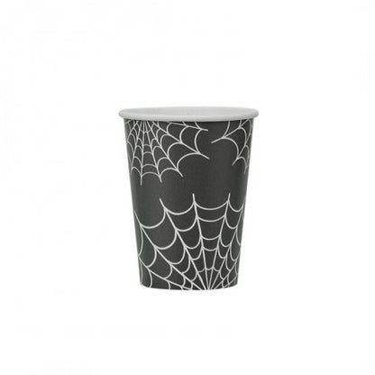 8 Copos 250ml Teia de Aranha Halloween detalhe