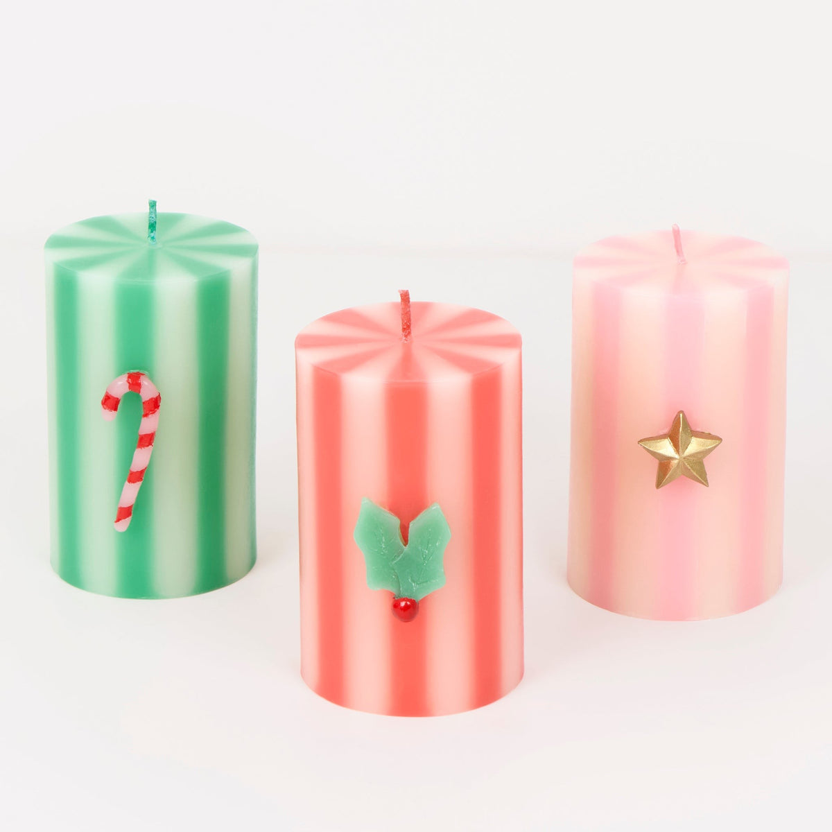 Velas Pilar Riscas de Natal (Pack 3)