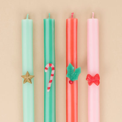 Velas Altas Riscas de Natal (Pack 4), mesa de Natal