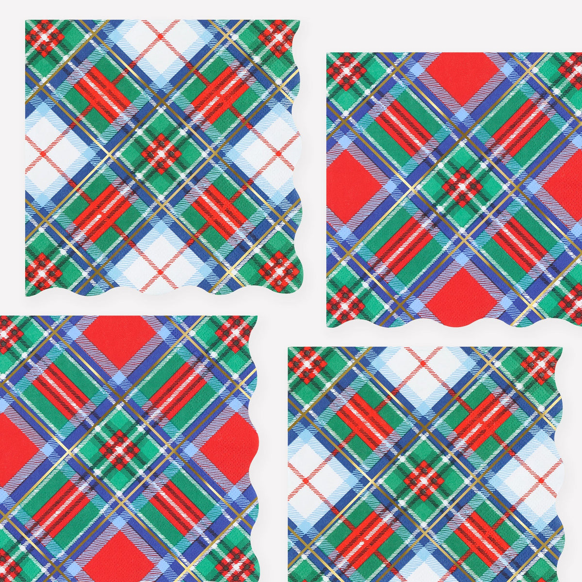 Guardanapos Grandes Xadrez de Natal (Pack 16)