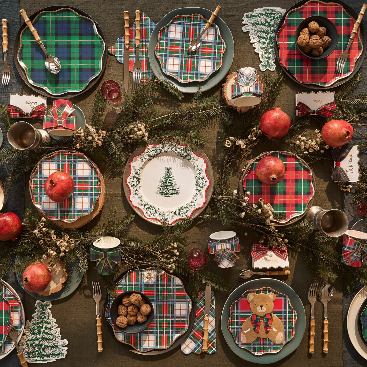 Guardanapos Grandes Xadrez de Natal (Pack 16), mesa de Natal