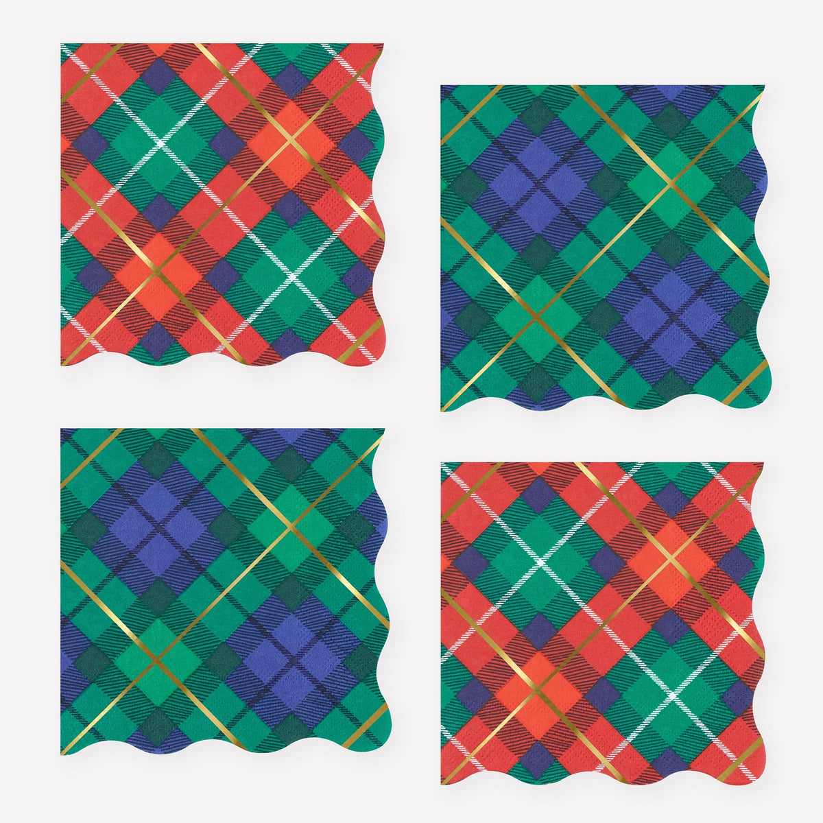 Guardanapos Pequenos Xadrez de Natal (Pack 16)