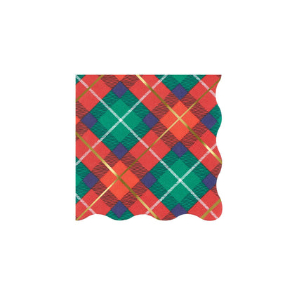 Guardanapos Pequenos Xadrez de Natal (Pack 16), mesa de Natal