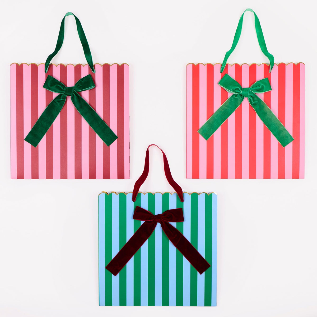 Sacos de Oferta Grandes Riscas de Natal (Pack 3), embrulho de Natal