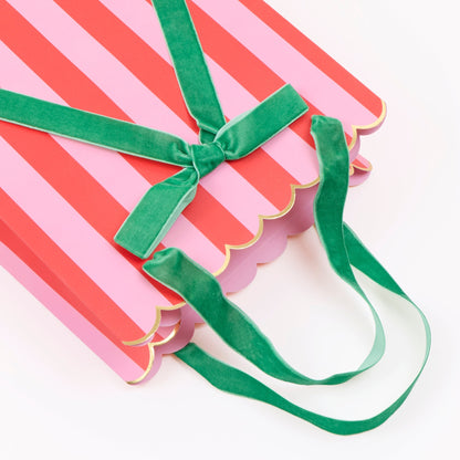 Sacos de Oferta Médios Riscas de Natal (Pack 3), embrulho de Natal