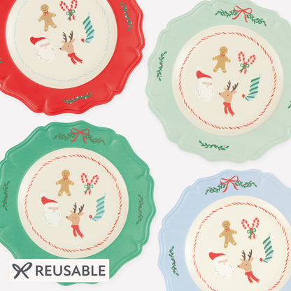 Pratos Grandes Reutilizáveis Jolly Christmas (Pack 4)