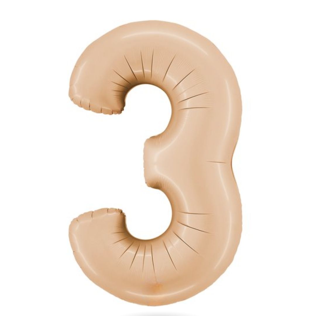 Cream Number Balloons