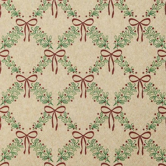 Guardanapo de Natal com laços vermelhos e folhagem – 33×33 cm