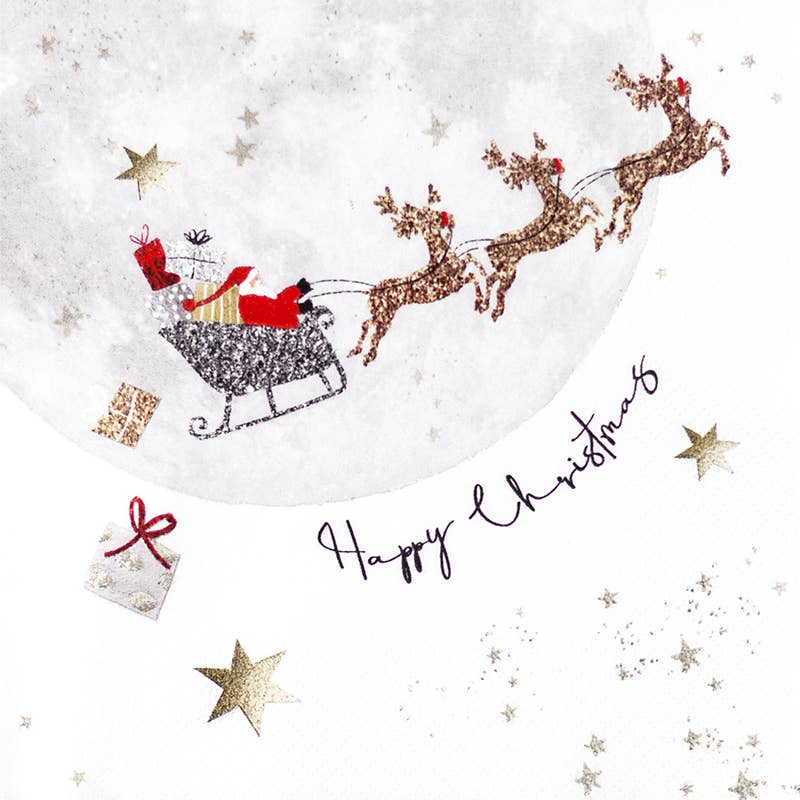 Guardanapo de Natal com Pai Natal no trenó – 33×33 cm