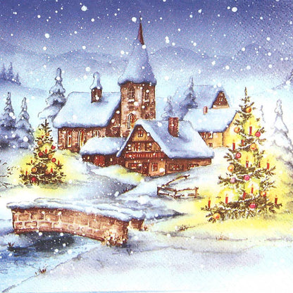 Guardanapo de Natal com aldeia tradicional – 33×33 cm