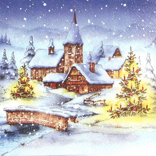 Guardanapo de Natal com aldeia tradicional – 33×33 cm