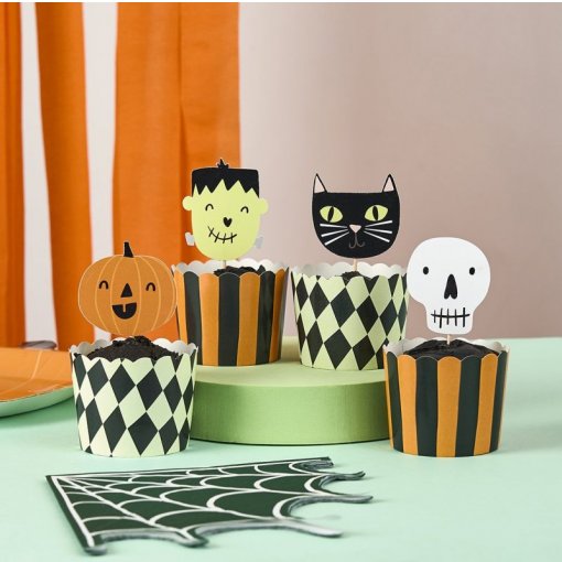 12 Formas para Cupcakes e Picks Personagens Halloween Hootyballoo