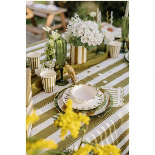 10 Guardanapos Mix&Match Riscas Verde Oliva detalhe